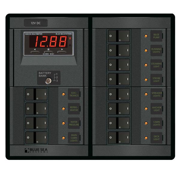 1217, 12V Main and Branch Flat Rocker Circuit Breaker Panel