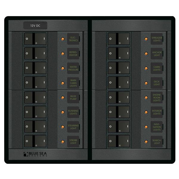 1222, 12V Main and Branch Flat Rocker Circuit Breaker Panel