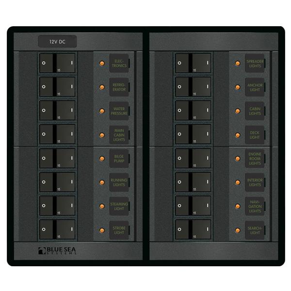 1222, 12V Main and Branch Flat Rocker Circuit Breaker Panel