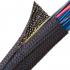 Techflex Flexo F6® Flame Retardant Braided Sleeving Black with White Tracer, 1 1/4"